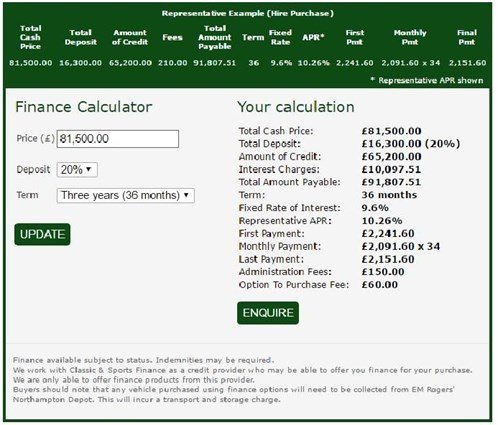 Historics Classic Car Finance